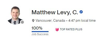 Matthew Levy — Top Rated Plus on Upwork, 100% Job Success